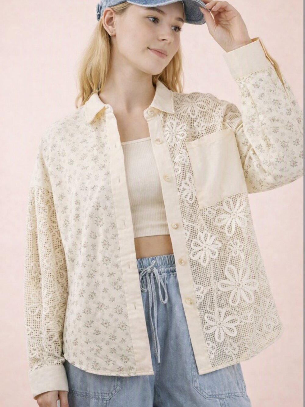 Vintage Floral Lace Patchwork Shirts NEW